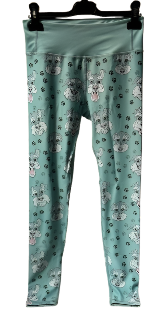 Last Chance - Mint Schnauzer Women's Activewear Leggings - Size 4-6 - Waistband Pocket - Regular 27"