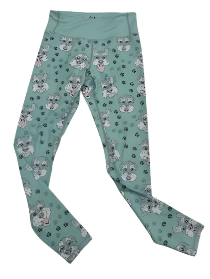 Last Chance - Mint Schnauzer Women's Activewear Leggings - Size 4-6 - Waistband Pocket - Regular 27"