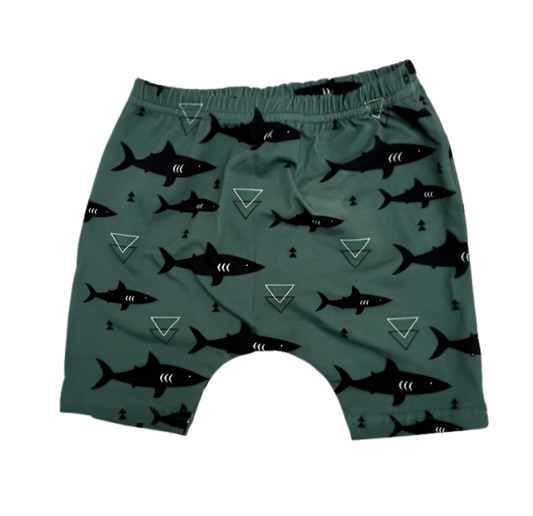 Last Chance - Sage Green Geometric Shark Children's Cotton Jersey Leggings - 18-24 Months