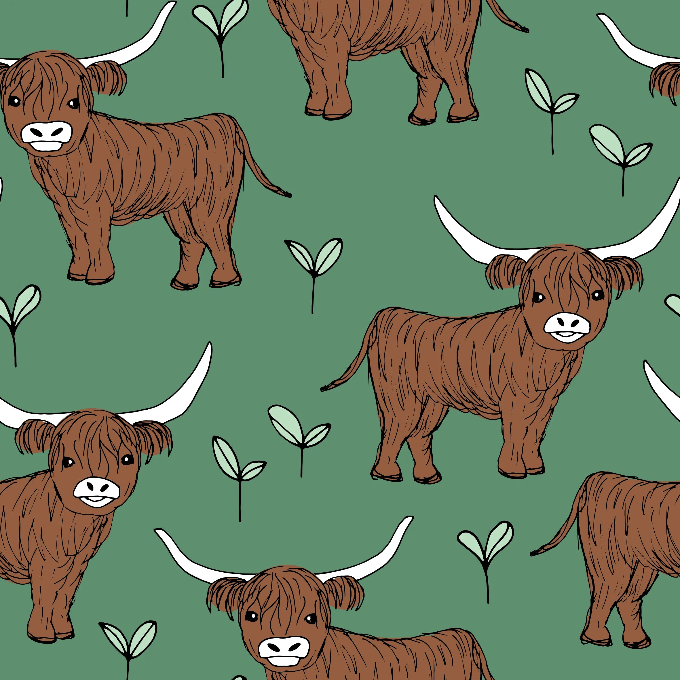 Green Highland Cow Women's Activewear Leggings