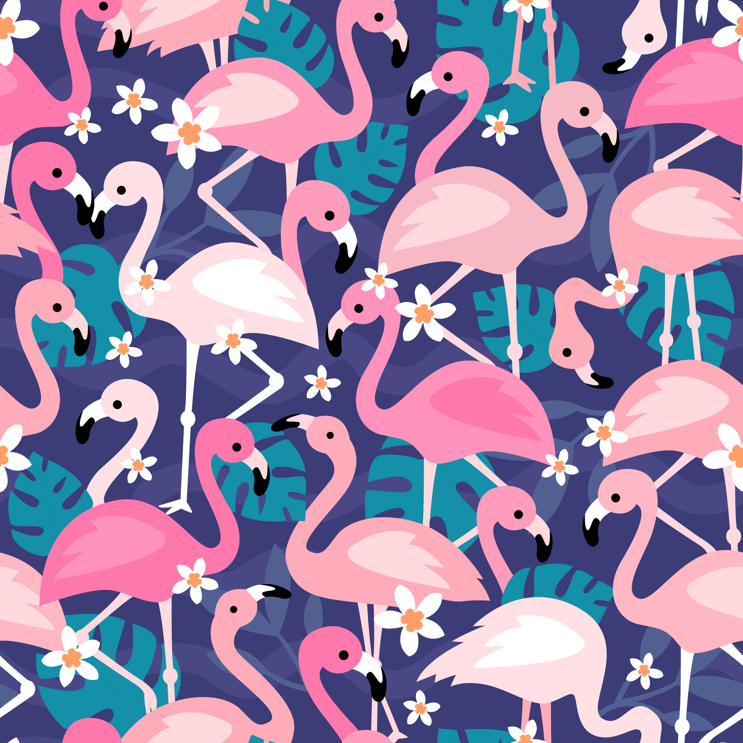 Flamboyant Flamingos on Navy Children's Active Leggings
