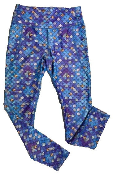 Last Chance - Mermaid Scales Women's Activewear Leggings - Dual Pockets - Size 8-10 - Regular 27" Legging Length