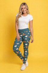 Light Blue/Rust Planes Women's Activewear Leggings