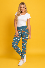Light Blue/Rust Planes Women's Activewear Leggings