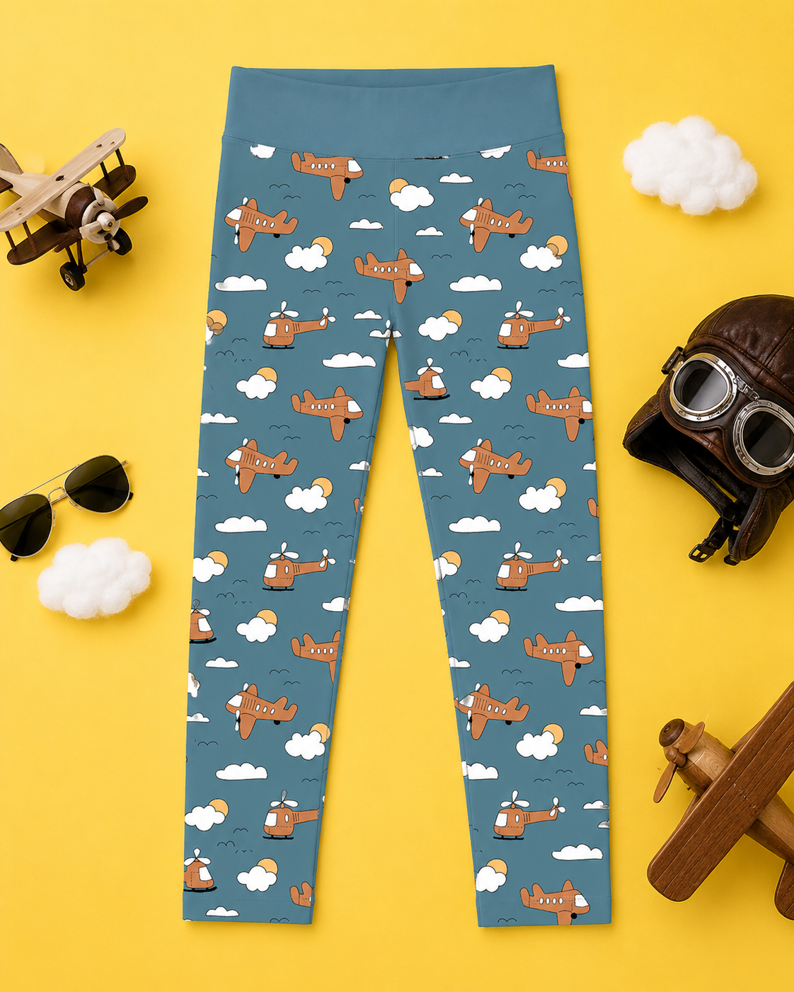 Light Blue/Rust Planes Women's Activewear Leggings