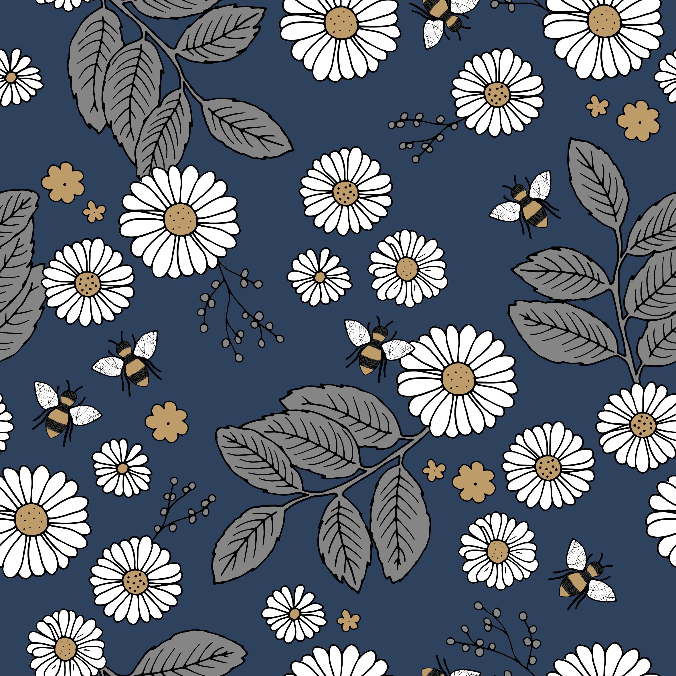 Navy Daisies Women's Activewear Leggings - Classic