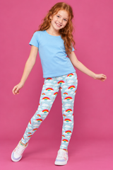 Love & Rainbows Sky Blue Children's Active Leggings