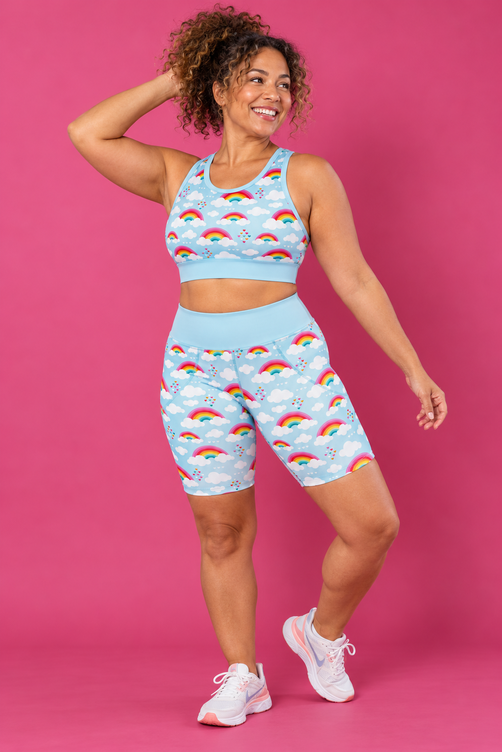 Love & Rainbows Sky Blue Women's Active Shorts