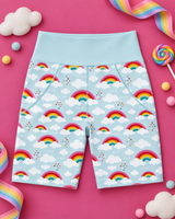 Love & Rainbows Sky Blue Women's Active Shorts