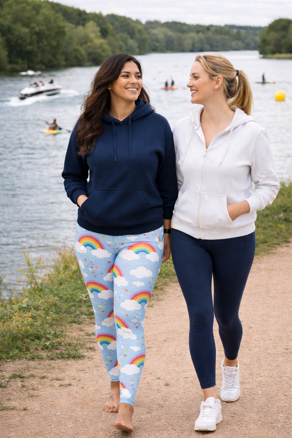 Love & Rainbows Sky Blue Women's Activewear Leggings - Classic