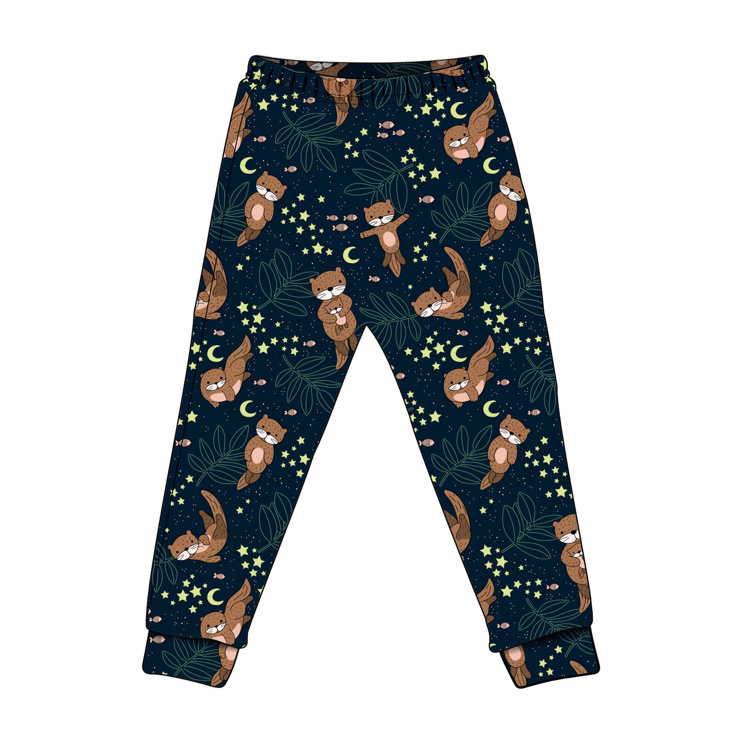 Midnight Otters Children's Cotton Jersey Leggings