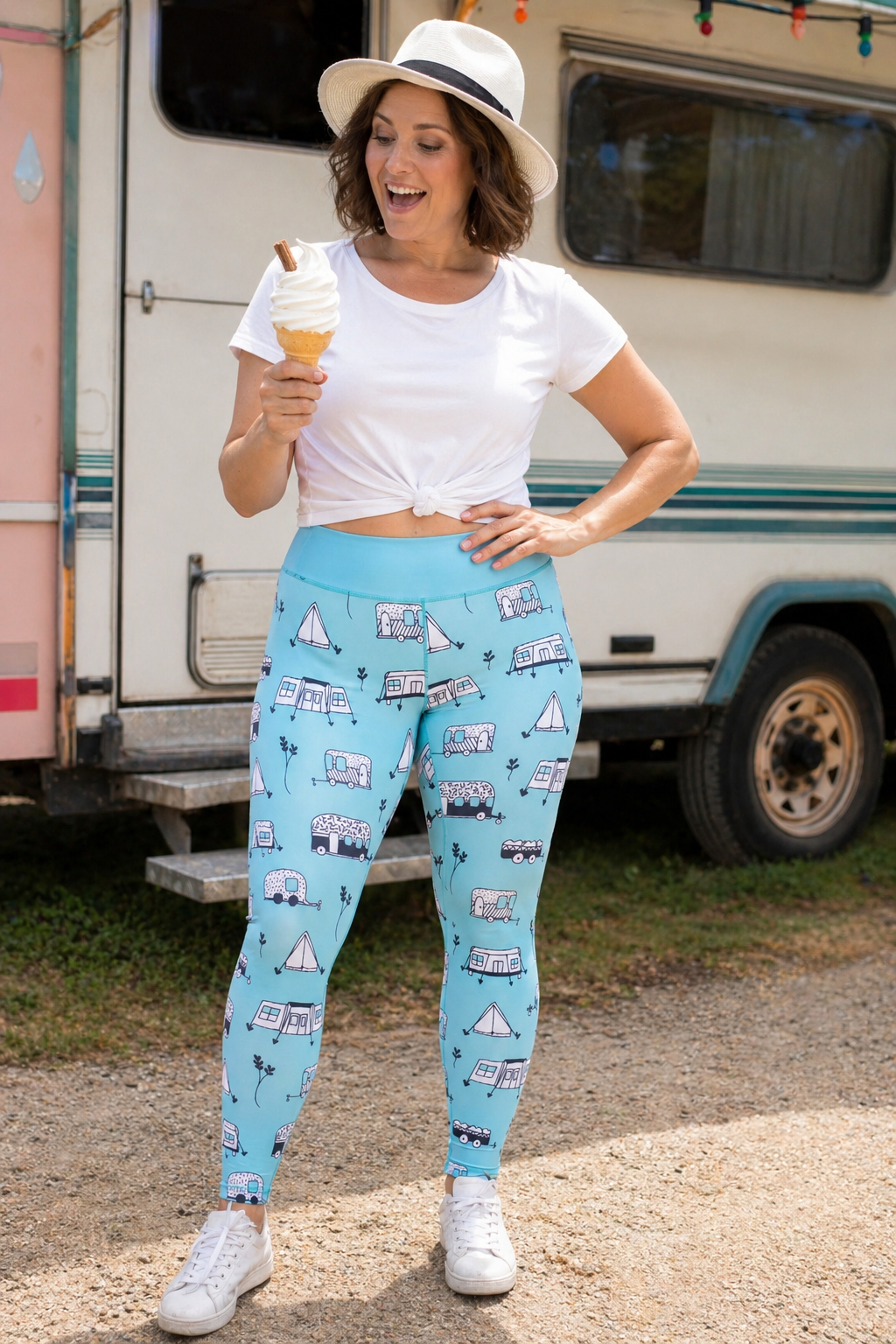 Mint Happy Campers Women's Activewear Leggings