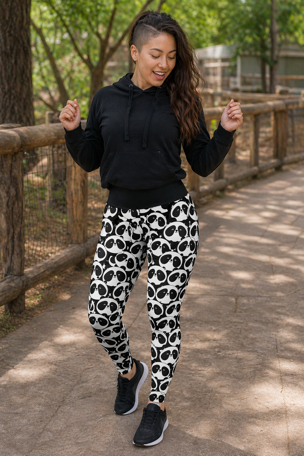 Monochrome Panda Women's Activewear Leggings