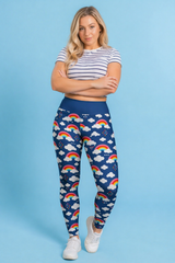 Navy Love & Rainbows Women's Activewear Leggings