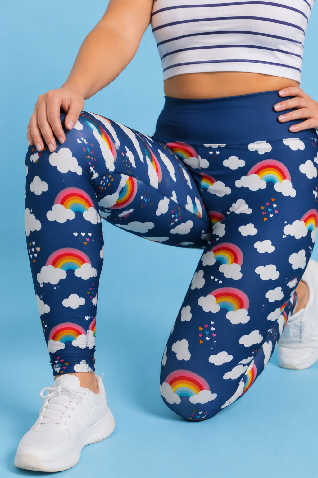 Navy Love & Rainbows Women's Activewear Leggings