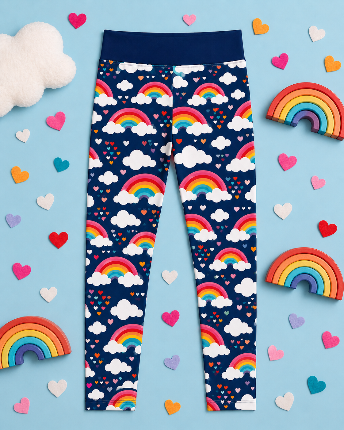 Navy Love & Rainbows Women's Activewear Leggings
