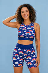 Navy Love & Rainbows Women's Active Shorts