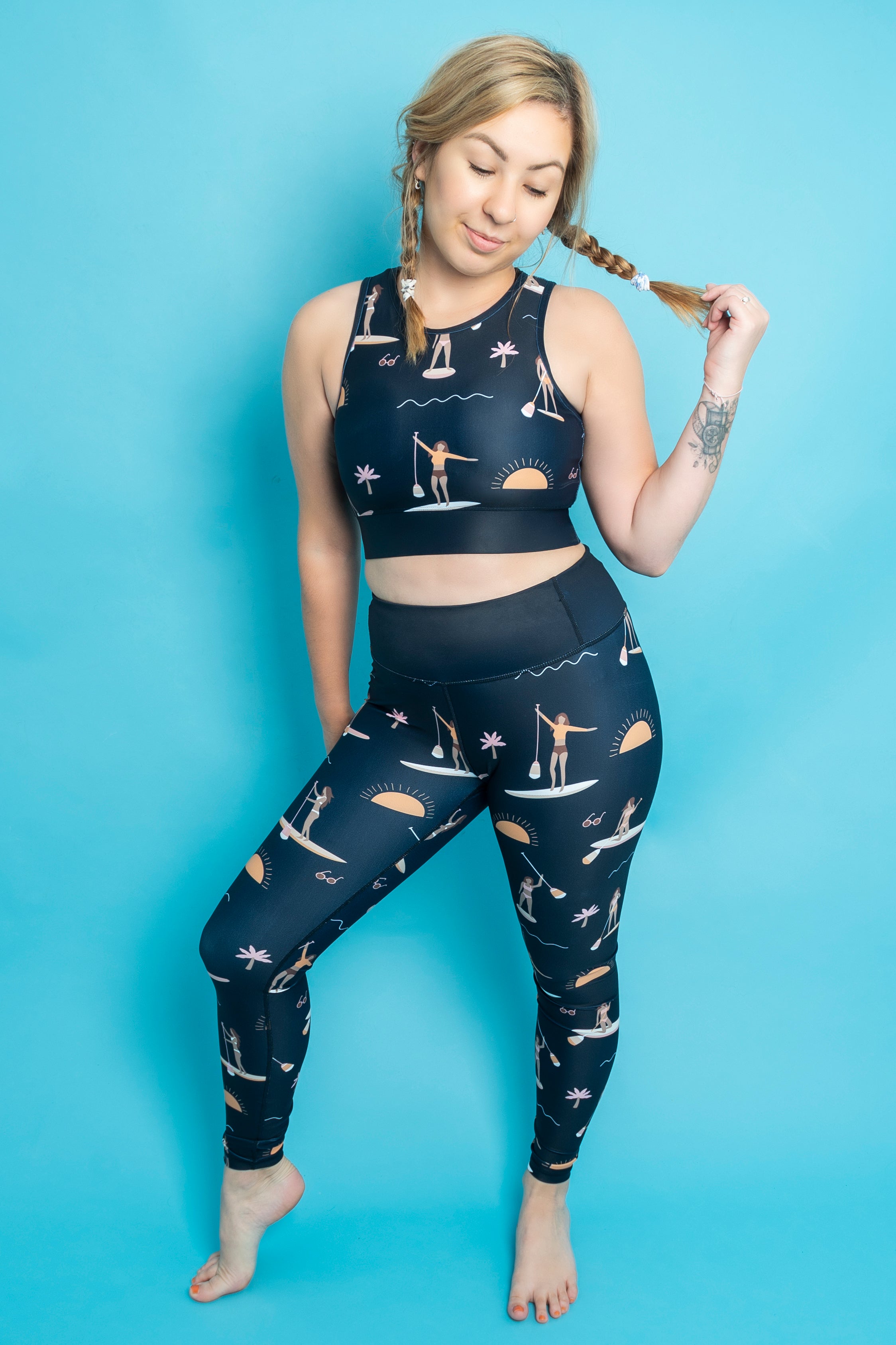 Last Chance Navy Paddleboard Women's Active Leggings