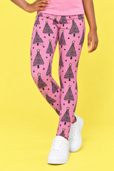 Pink Christmas Trees Children's Active Leggings