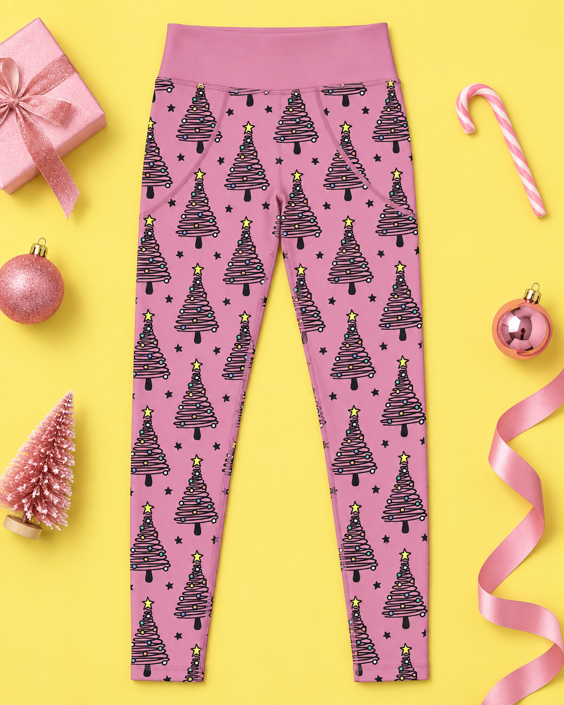 Pink Christmas Trees Children's Active Leggings