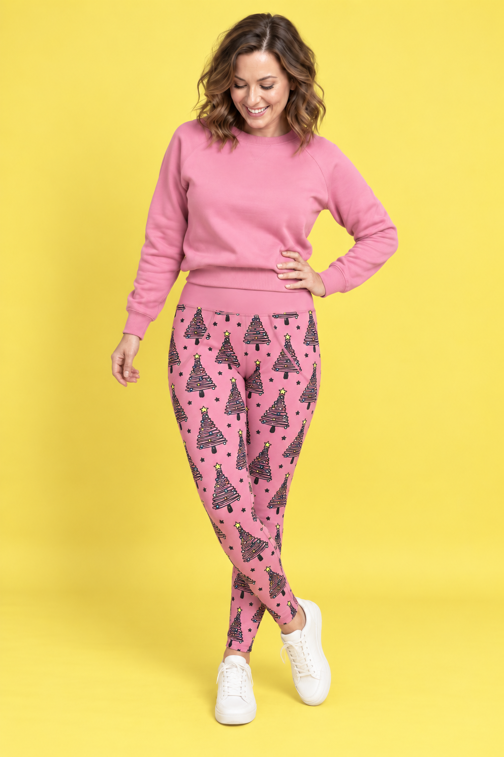 Pink Christmas Trees Women's Activewear Leggings