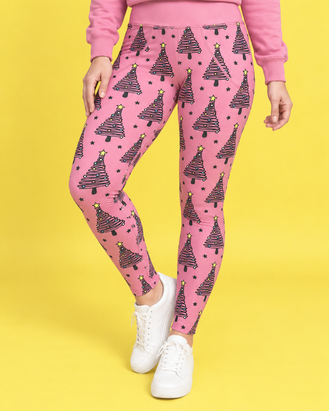 Pink Christmas Trees Women's Activewear Leggings