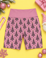 Pink Christmas Trees Women's Active Shorts