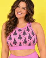 Pink Christmas Trees Women's Sports Bra