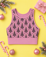 Pink Christmas Trees Women's Sports Bra