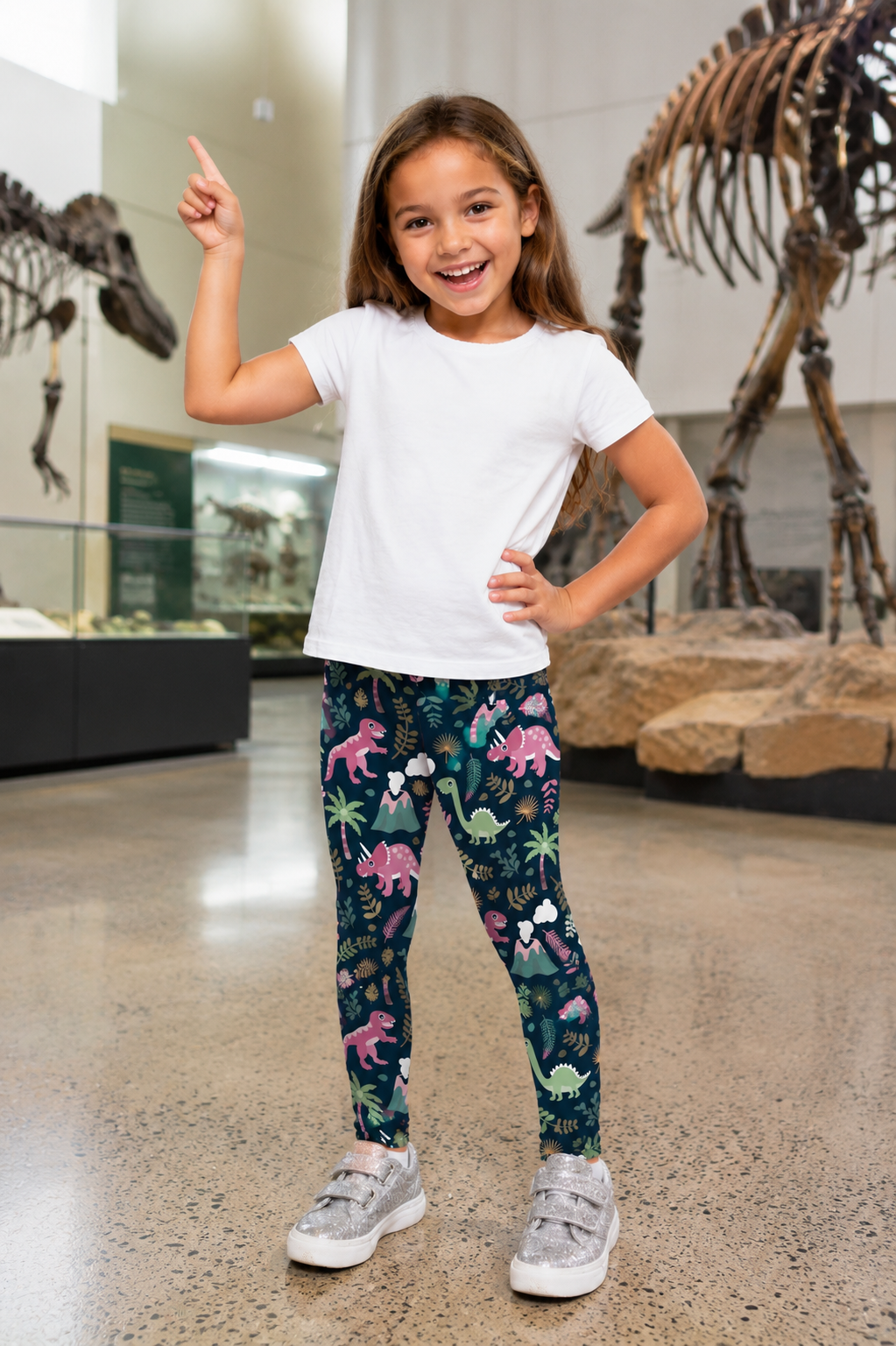 Pink Dino Children's Active Leggings