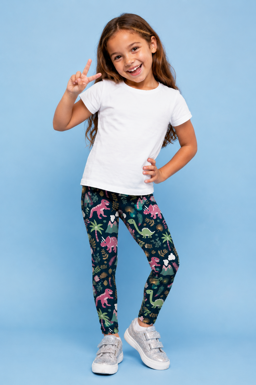 Pink Dino Children's Active Leggings