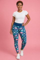 Pink Dino Blue Women's Activewear Leggings