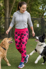 Pink Paw Print Women's Activewear Leggings