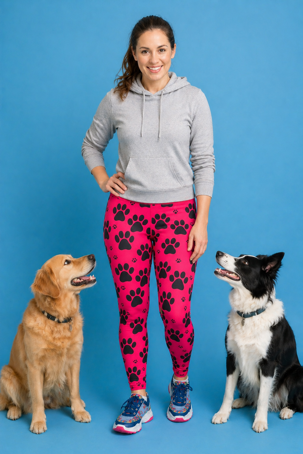 Pink Paw Print Women's Activewear Leggings