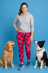 Pink Paw Print Women's Activewear Leggings