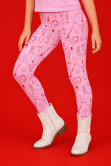 Pink Western Children's Active Leggings