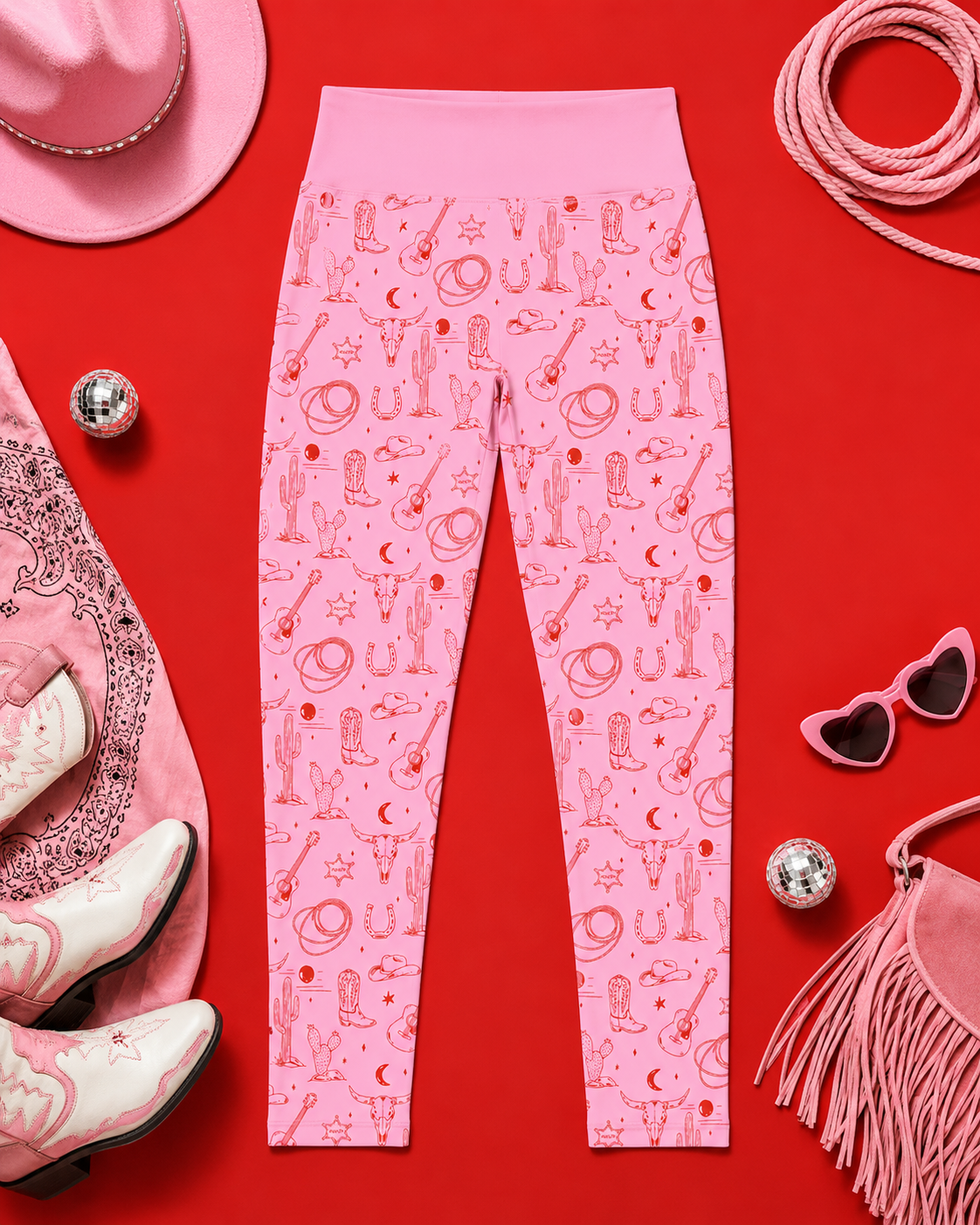Pink Western Children's Active Leggings