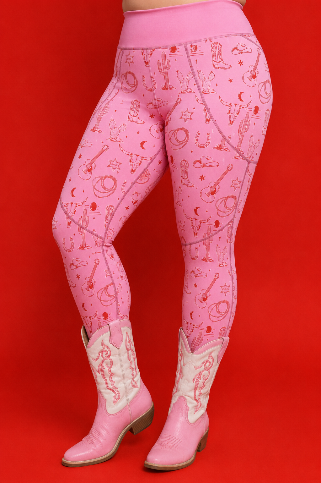 Pink Western Women's Activewear Leggings