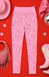 Pink Western Women's Activewear Leggings