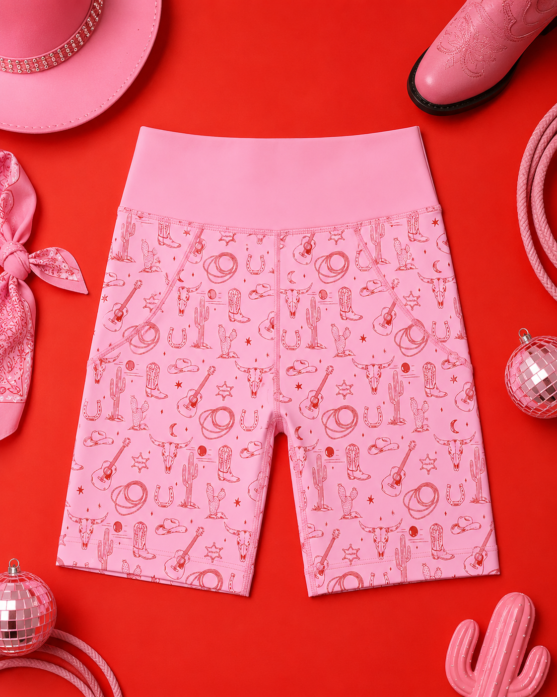 Pink Western Women's Active Shorts