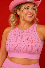 Pink Western Sports Bra