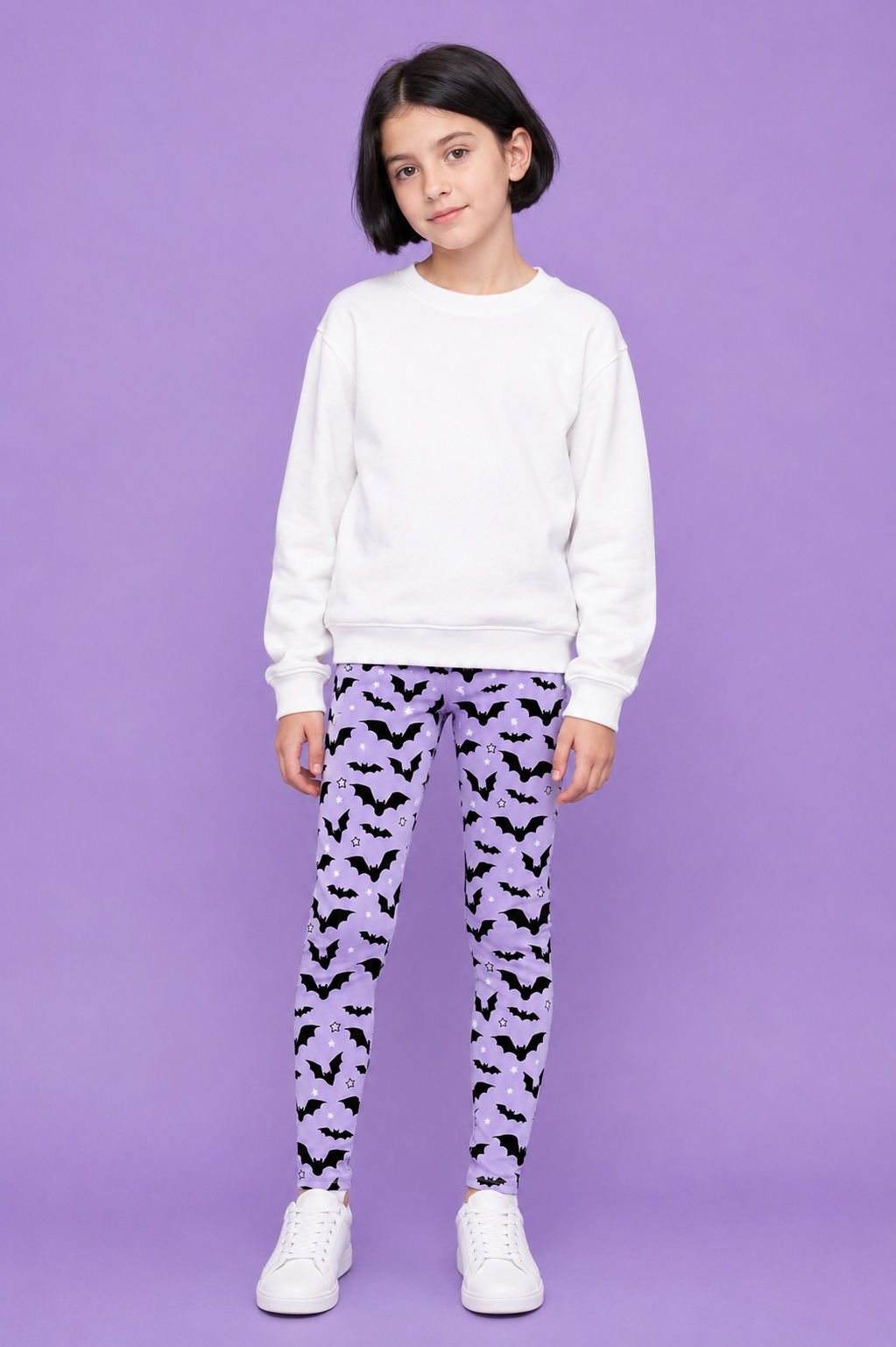 Purple Bats Children's Active Leggings