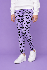 Purple Bats Children's Active Leggings