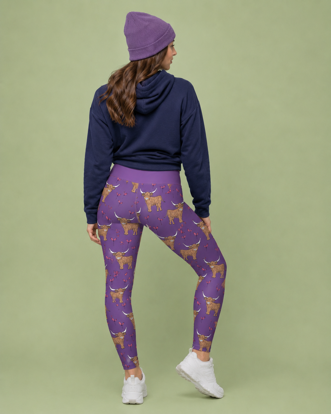 Purple Highland Cow Women's Activewear Leggings