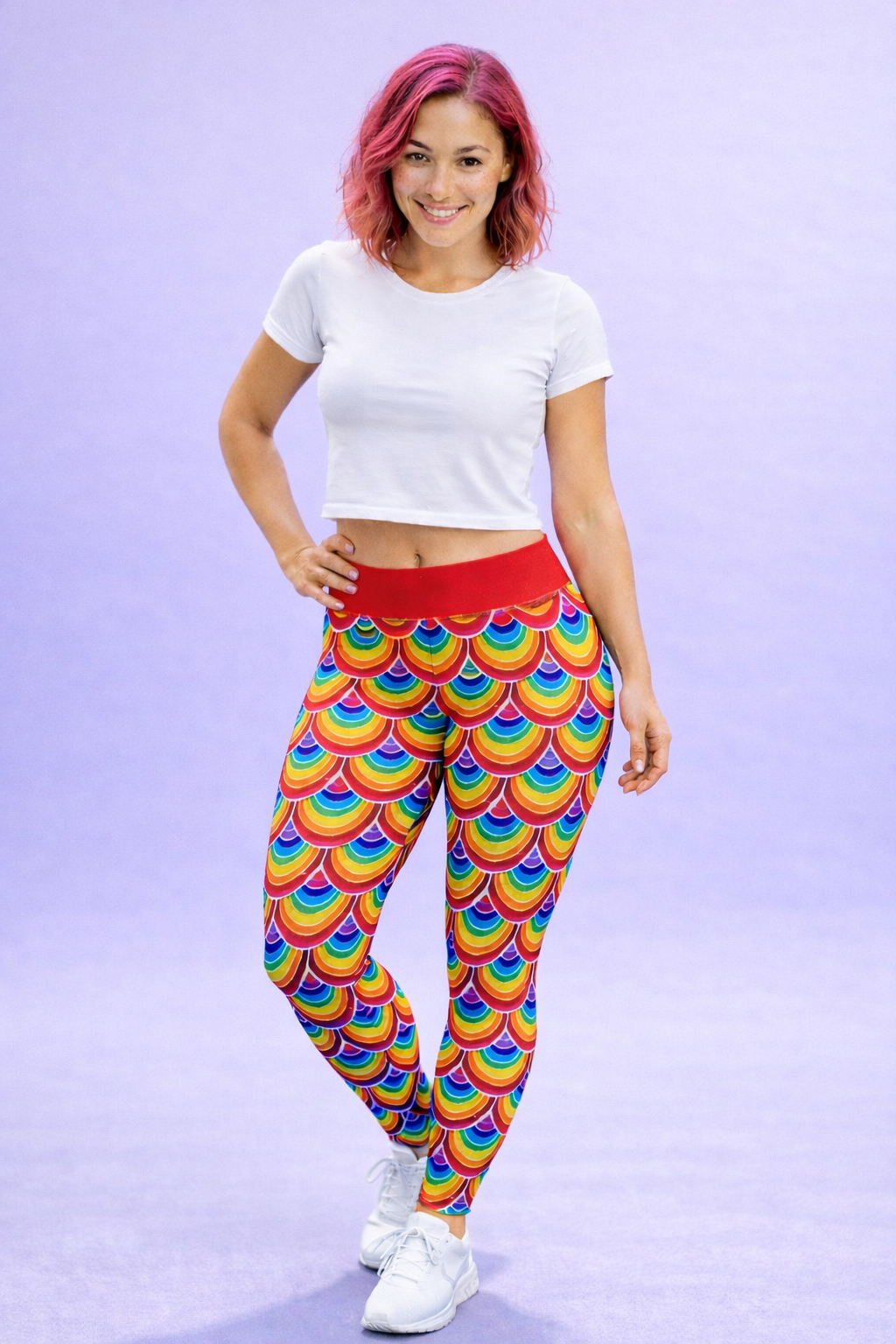 Rainbow Shell Scales Women's Activewear Regular Leggings - Size 8-10