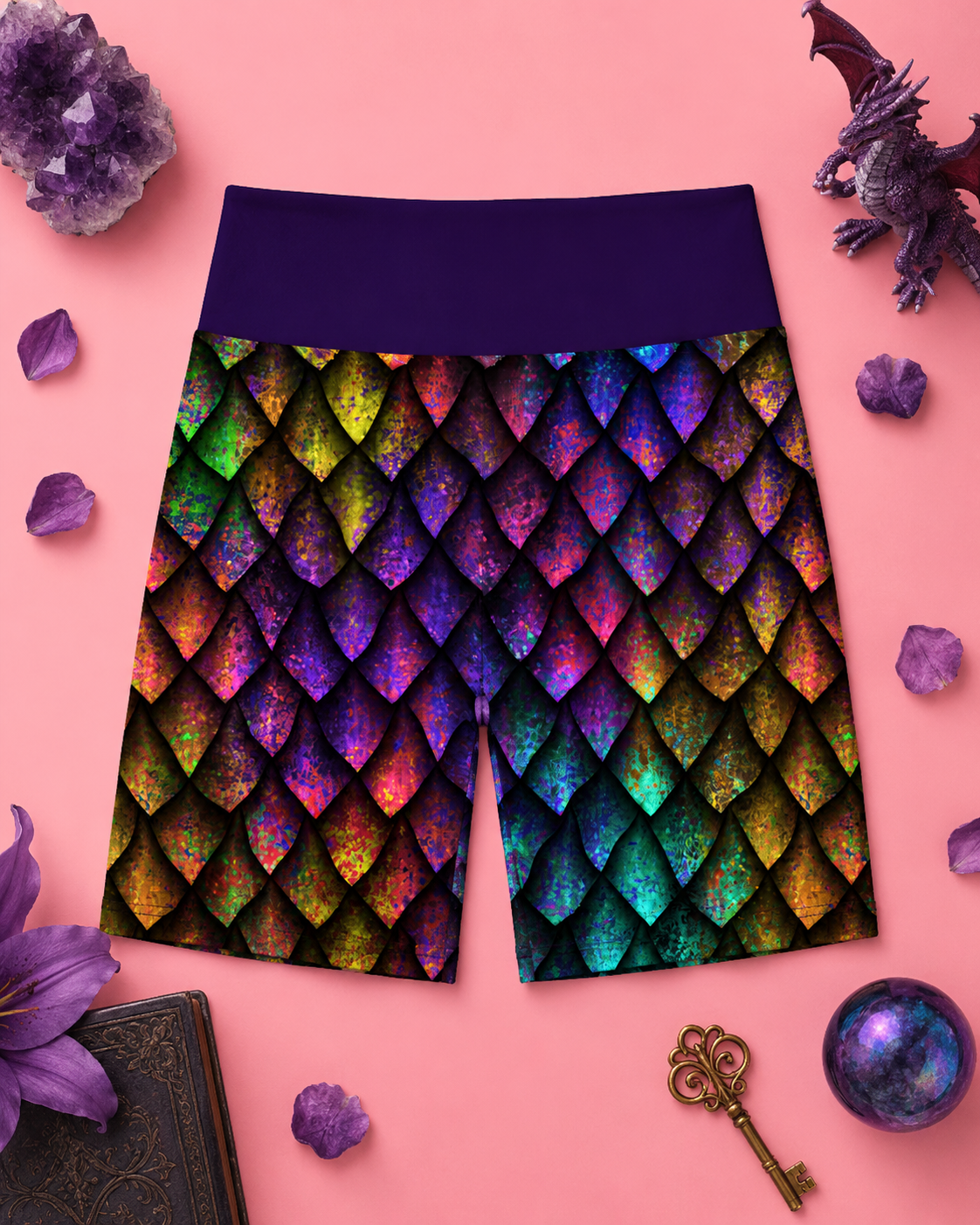 Rainbow Dragon Scales Women's Active Shorts
