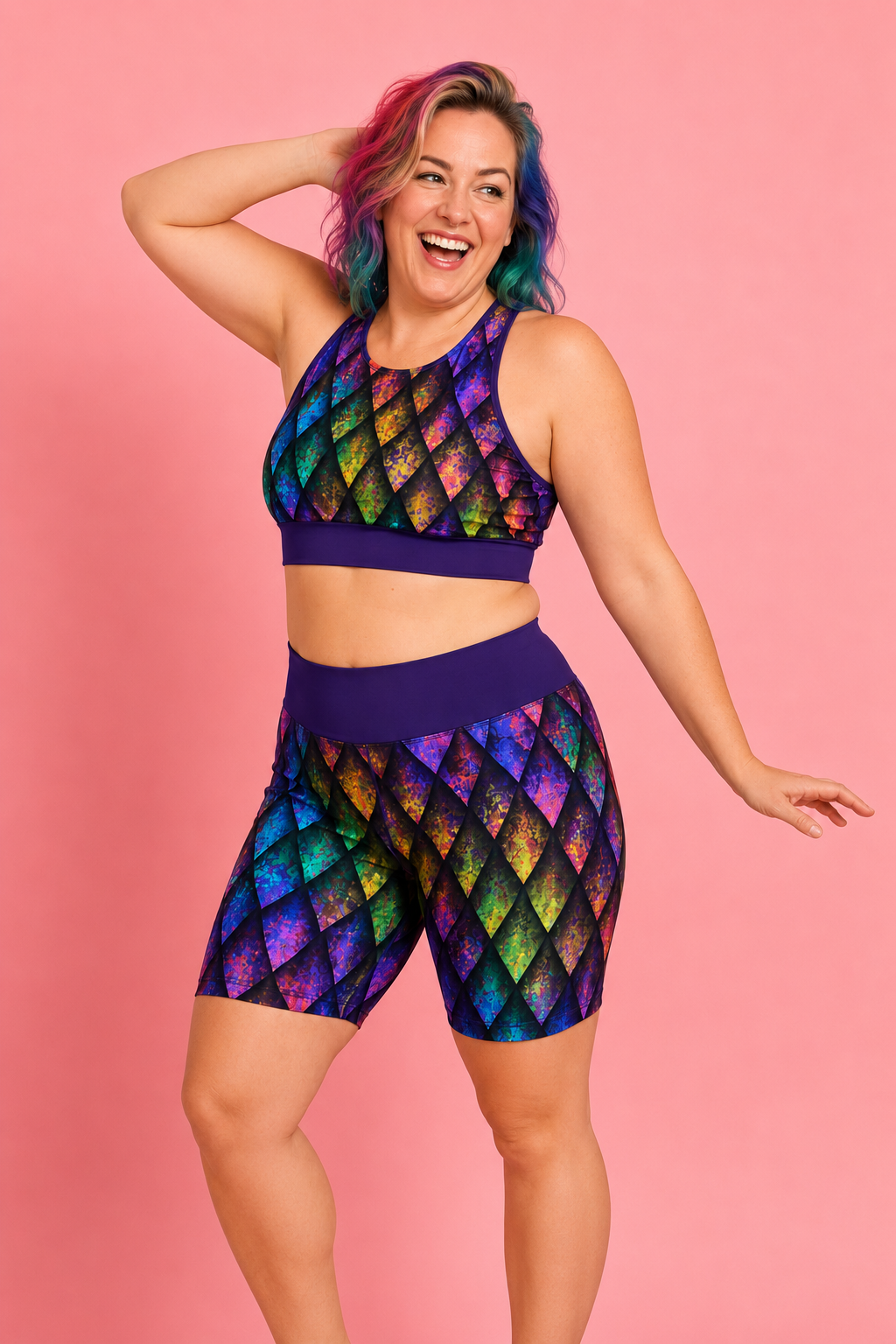 Rainbow Dragon Scales Sports Bra
