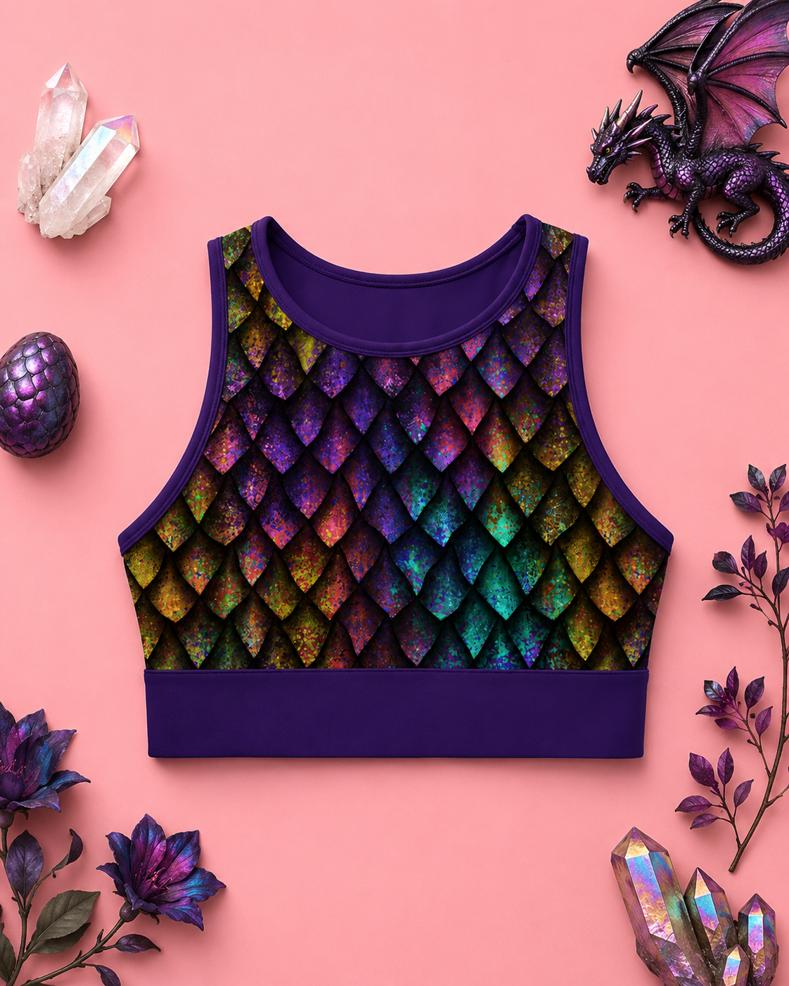 Rainbow Dragon Scales Sports Bra