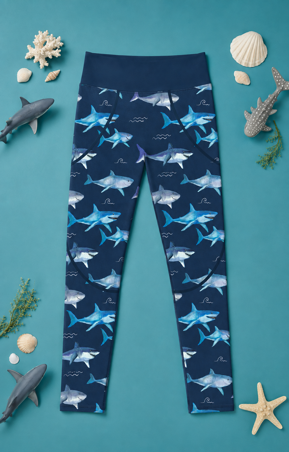 Sharks & Waves Children's Active Leggings