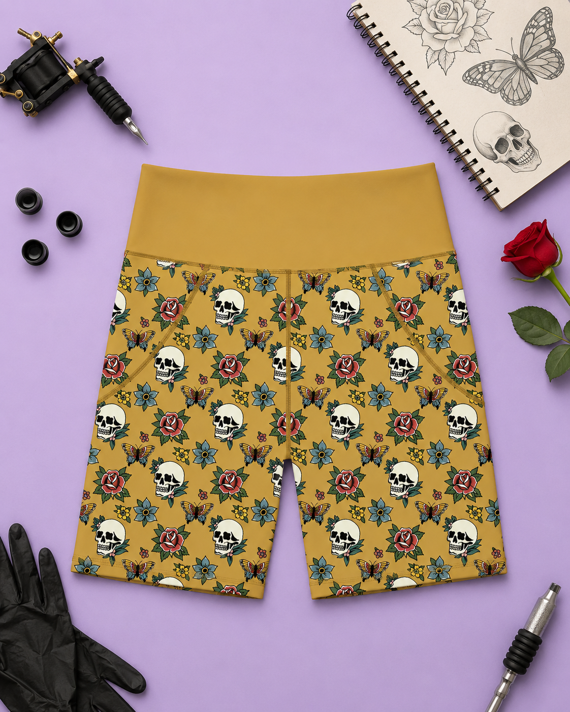Skulls & Roses Women's Active Shorts